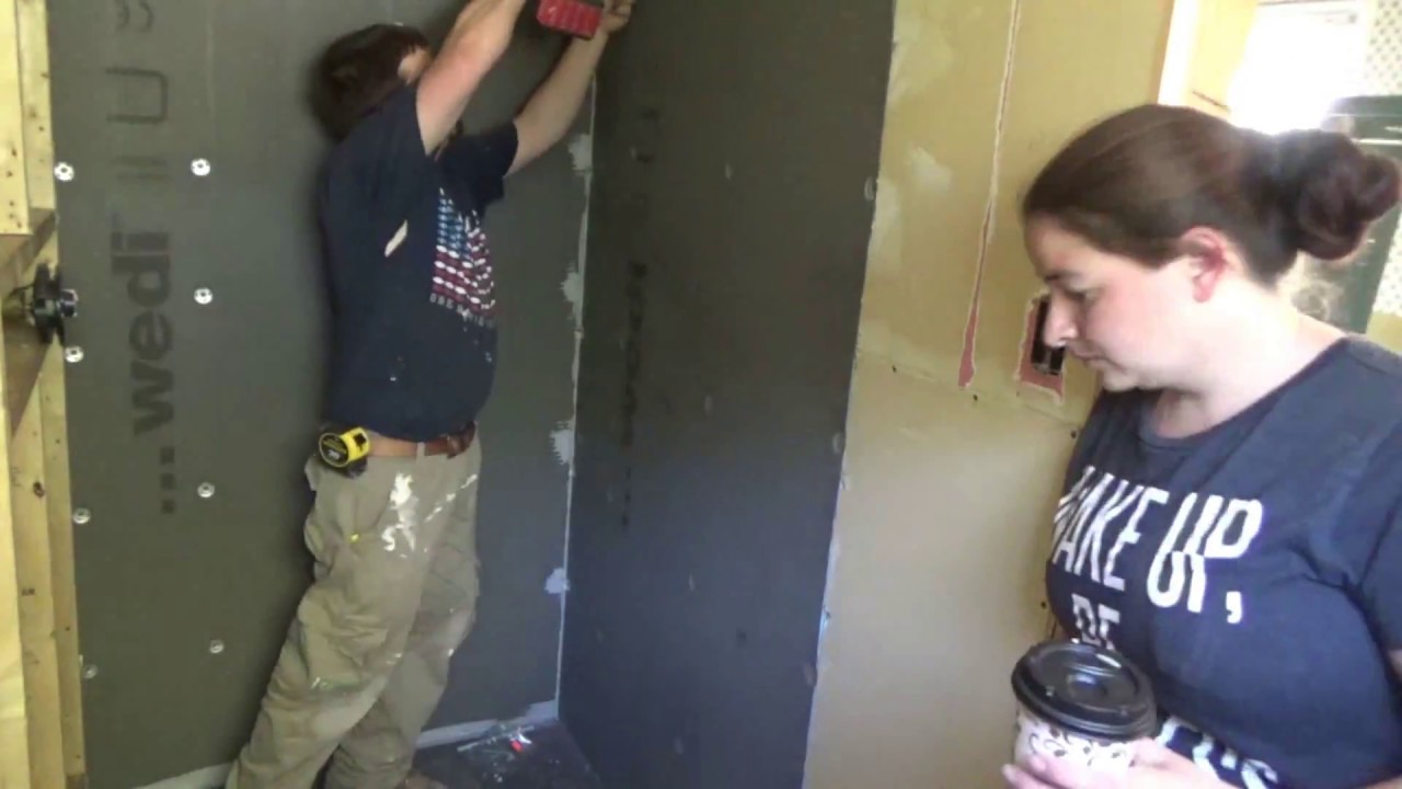 Wedi shower w/ pan start to finish including floor tile