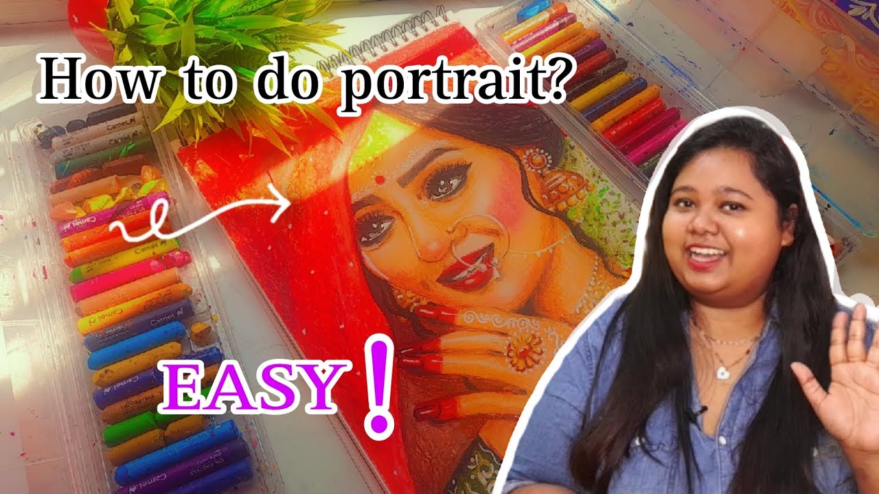 Bride oil pastel drawing | How to make portrait easy step for beginners 😁 #oilpasteldrawings #art