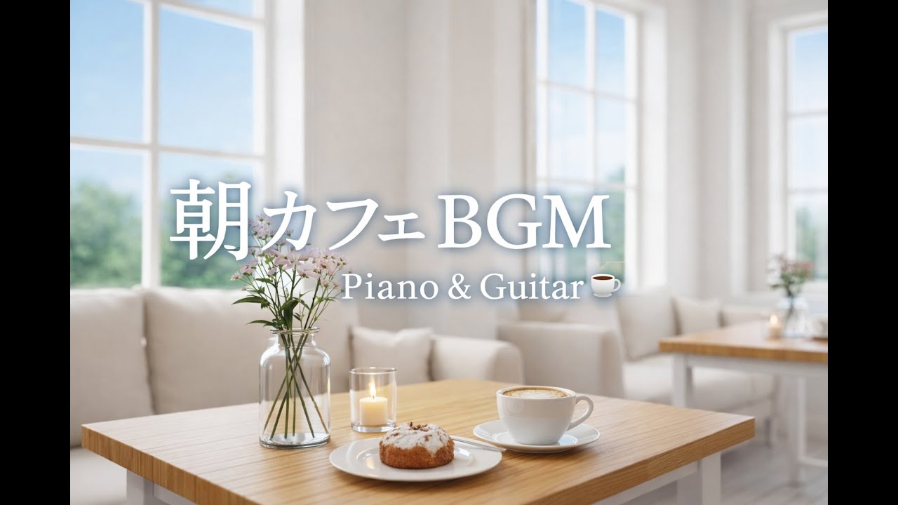 朝カフェBGM やさしいピアノとギターで始まる心地よい時間☕ 作業リラックス　A comfortable time that begins with gentle piano and guitar ☕
