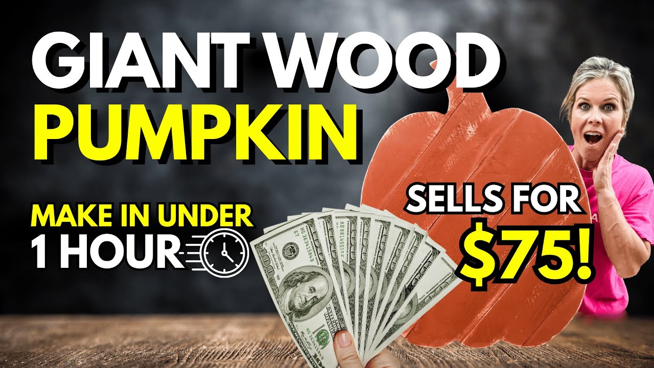 DIY Giant Wood Pumpkin Tutorial | $75 Fall Porch Decor with Free Template