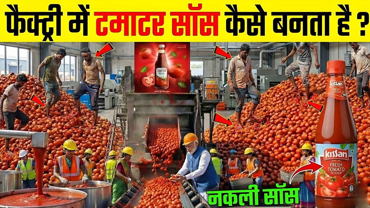 फैक्ट्री में टमाटर सॉस कैसे बनता है ? | Tomato Ketchup Kaise Banta Hai | Tomato Sauce Factory
