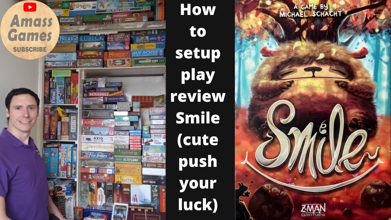 How to play Smile board game review z-man cute creatures firefly push your luck No Thanks AmassGames