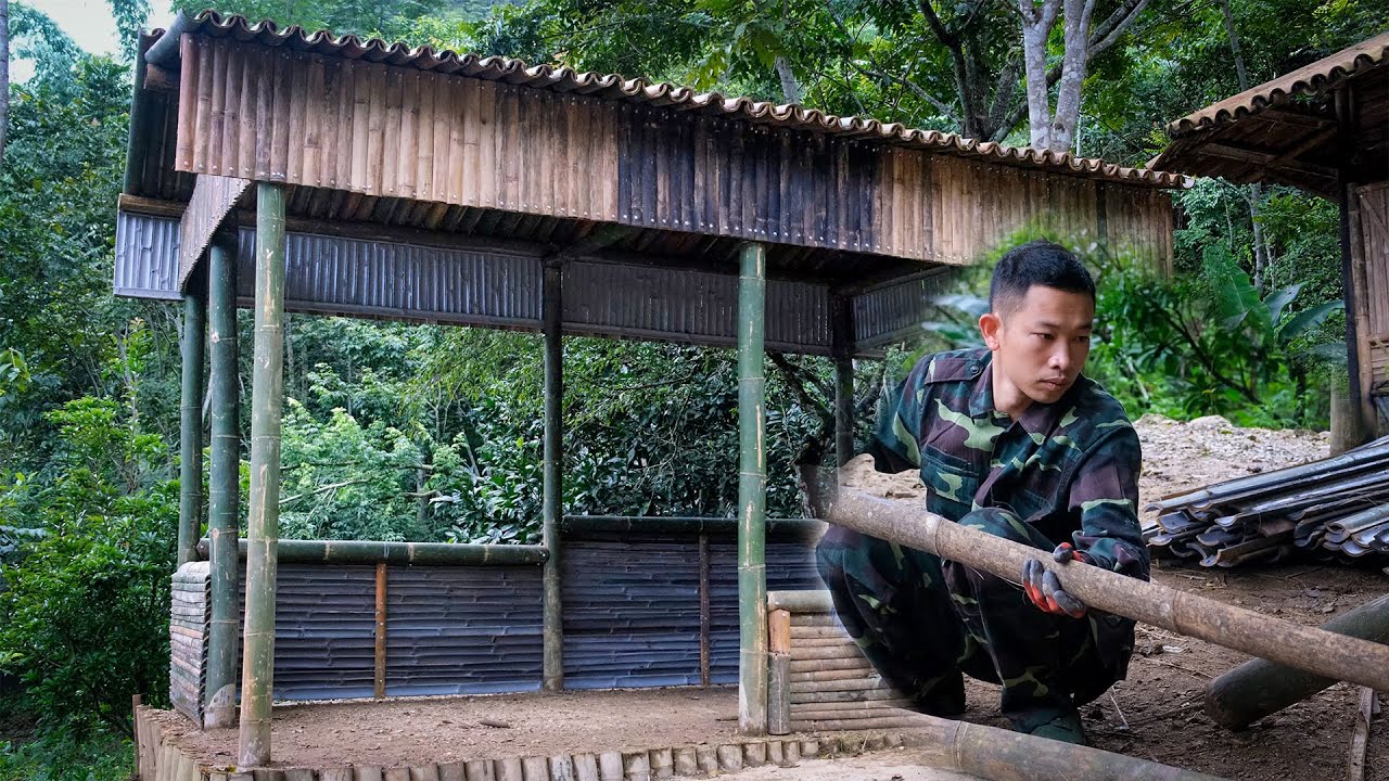 Bamboo Roofing and Handmade Kitchen Partition - Secrets of Bamboo House Building You Never Knew