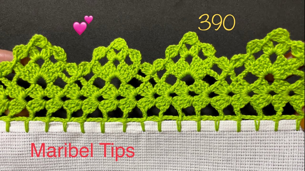 💥Aprende a tejer esta puntilla  de 1 vuelta 390  tutorial paso a paso
