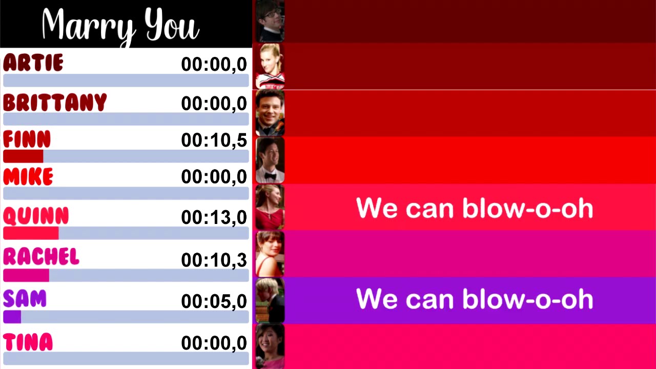 Glee - Marry You | Line Distribution + Lyrics