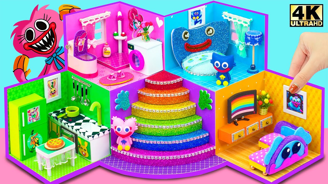 Build 5 Color House Poppy Playtime with Huggy Wuggy Bedroom from Cardboard ❤️ DIY Miniature House