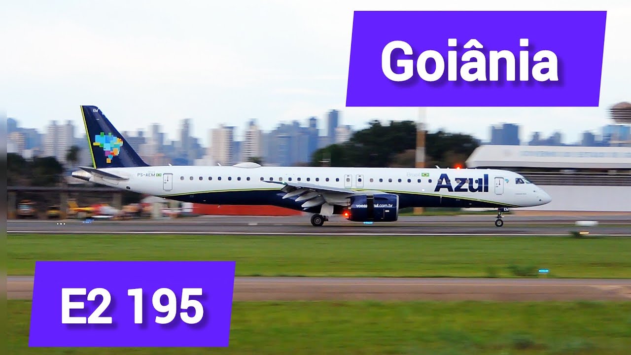 Azul,195 DE pousando no aeroporto de Goiânia 