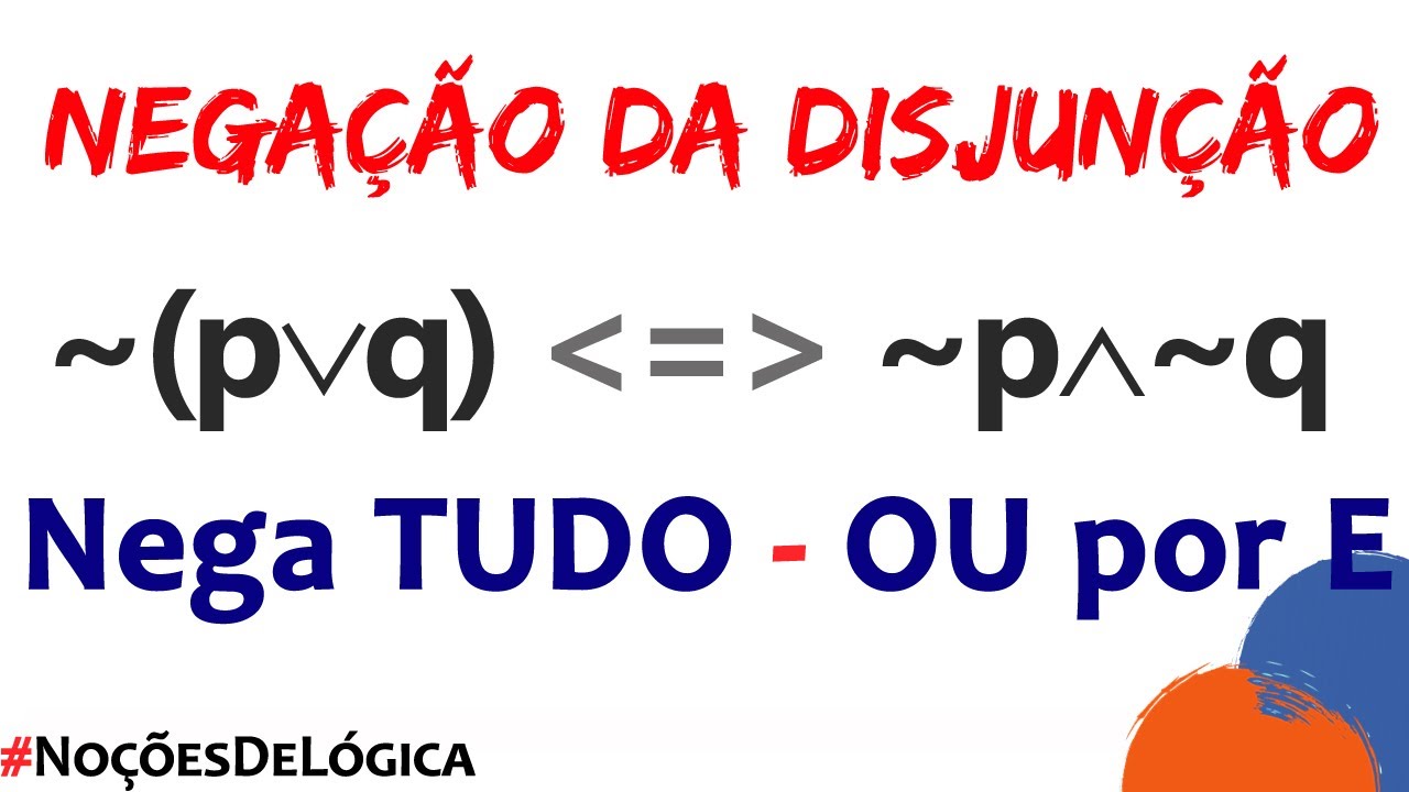 NEGAÇÃO da DISJUNÇÃO :: Como negar proposições com OU :: Noções de Lógica :: Teoria + Exercícios