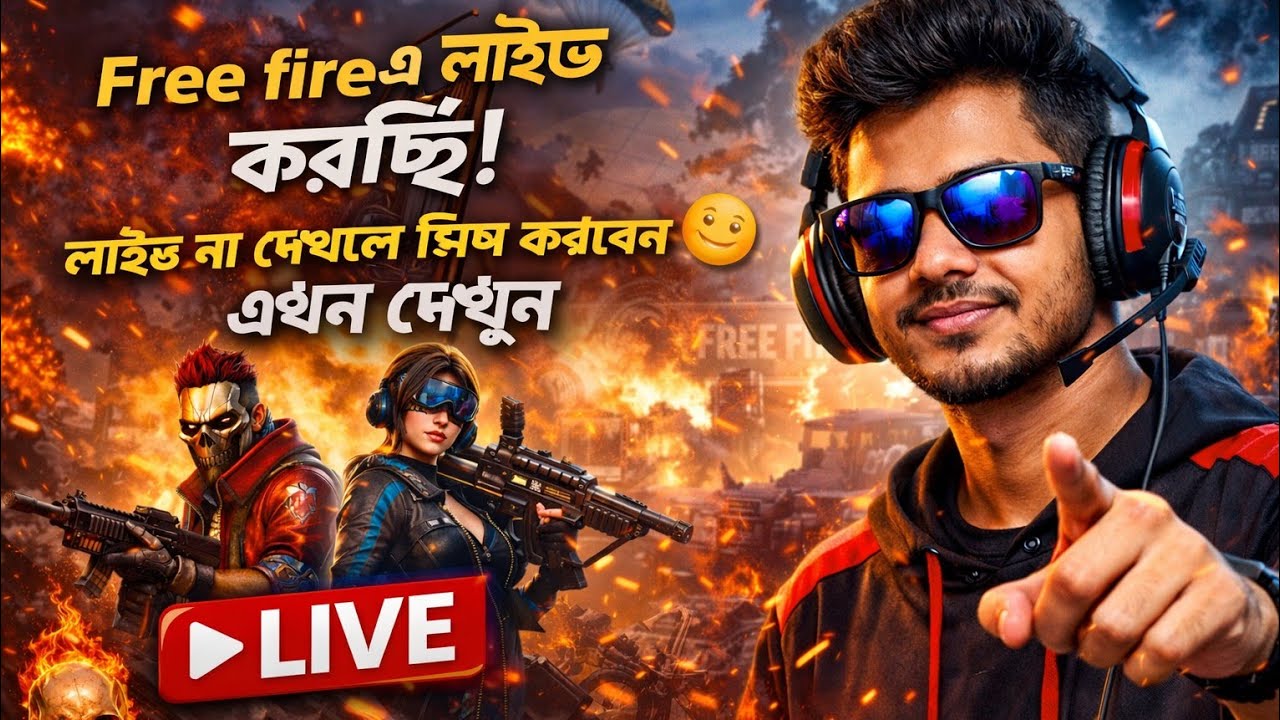 ফ্রী ফায়ারে এ লাইভ করছি না দেখলে মিস করবেন এখনি দেখুন লাইভ😉
