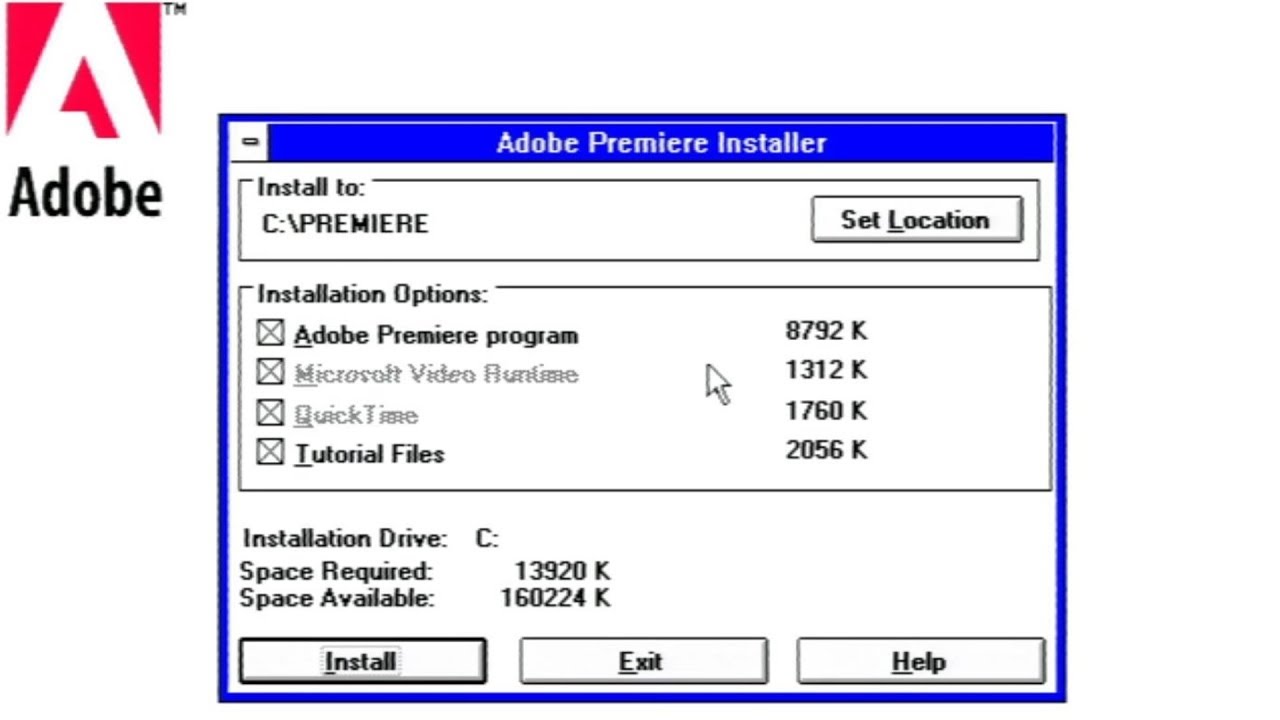 Installing Adobe Premiere on Windows 3.11