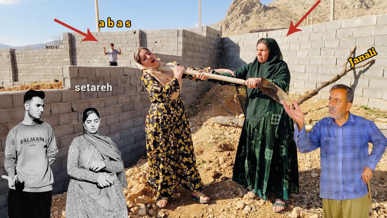 Forced marriage by Setareh and Jang's parents, with Abbas in the middle.