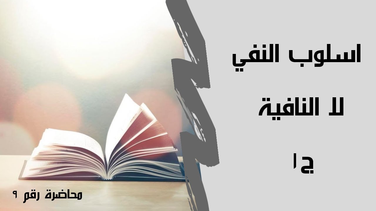 اسلوب النفي , لا النافية , الجزء الاول