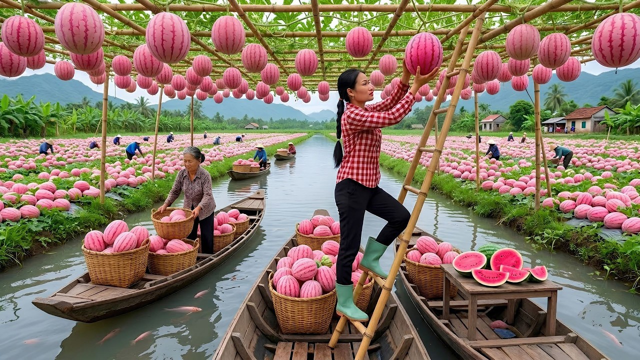 Harvesting 500+ Kg Of Special Watermelons At The Farm, Making Watermelon Jelly Go To Market Sell