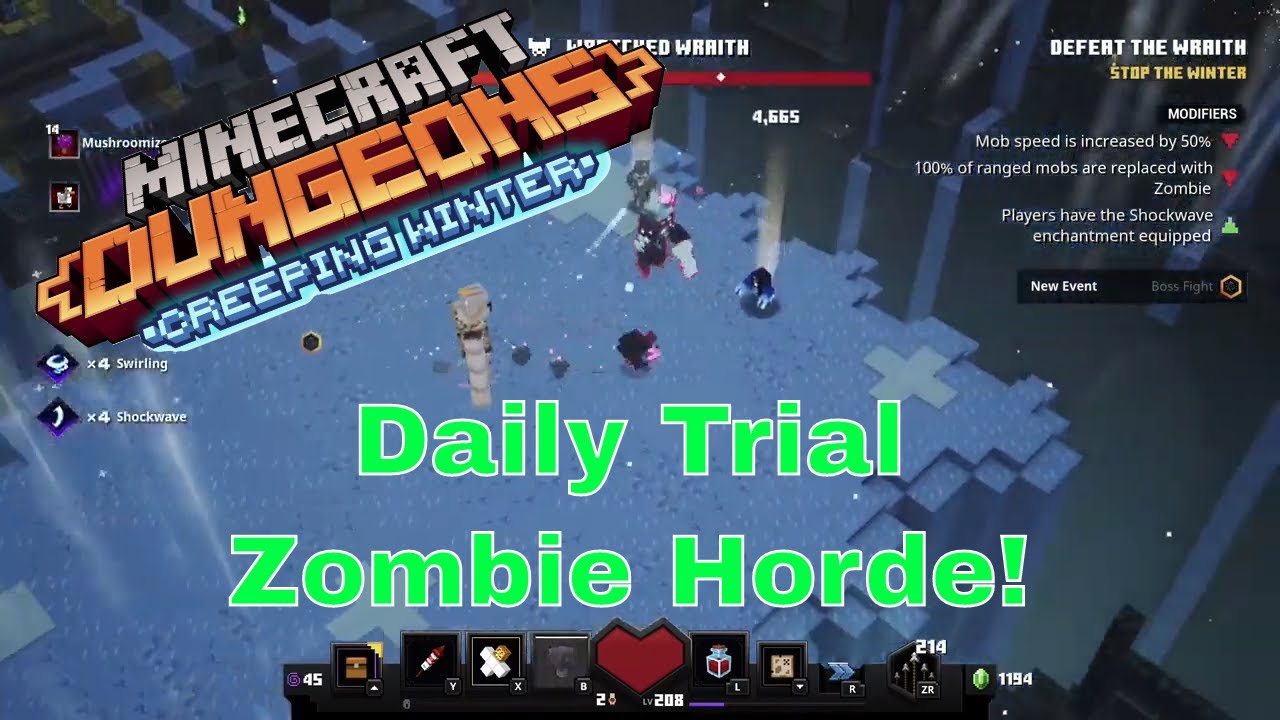 Minecraft Dungeons Daily Trial - Lone Fortress Zombie Horde! Tier III