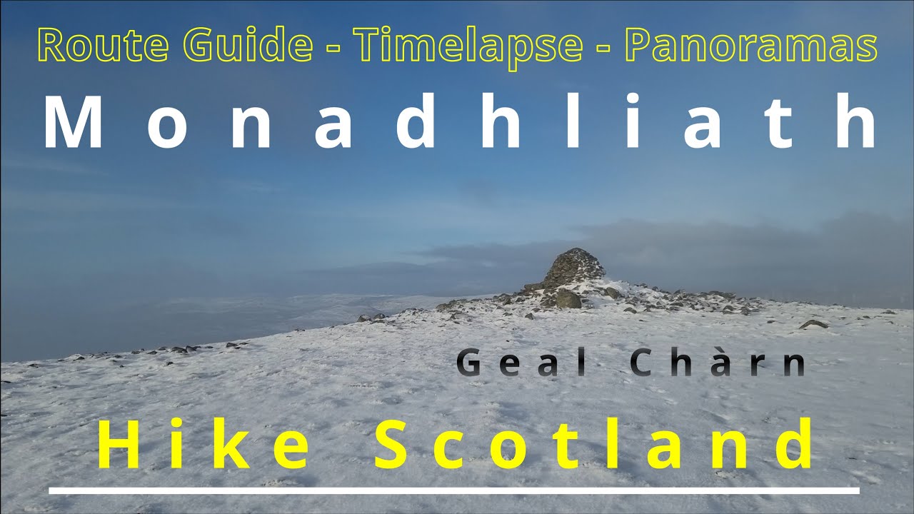 058 Geal Chàrn, Monadhliath, Scotland. An easier winter Munro, mixed weather, frozen underfoot.