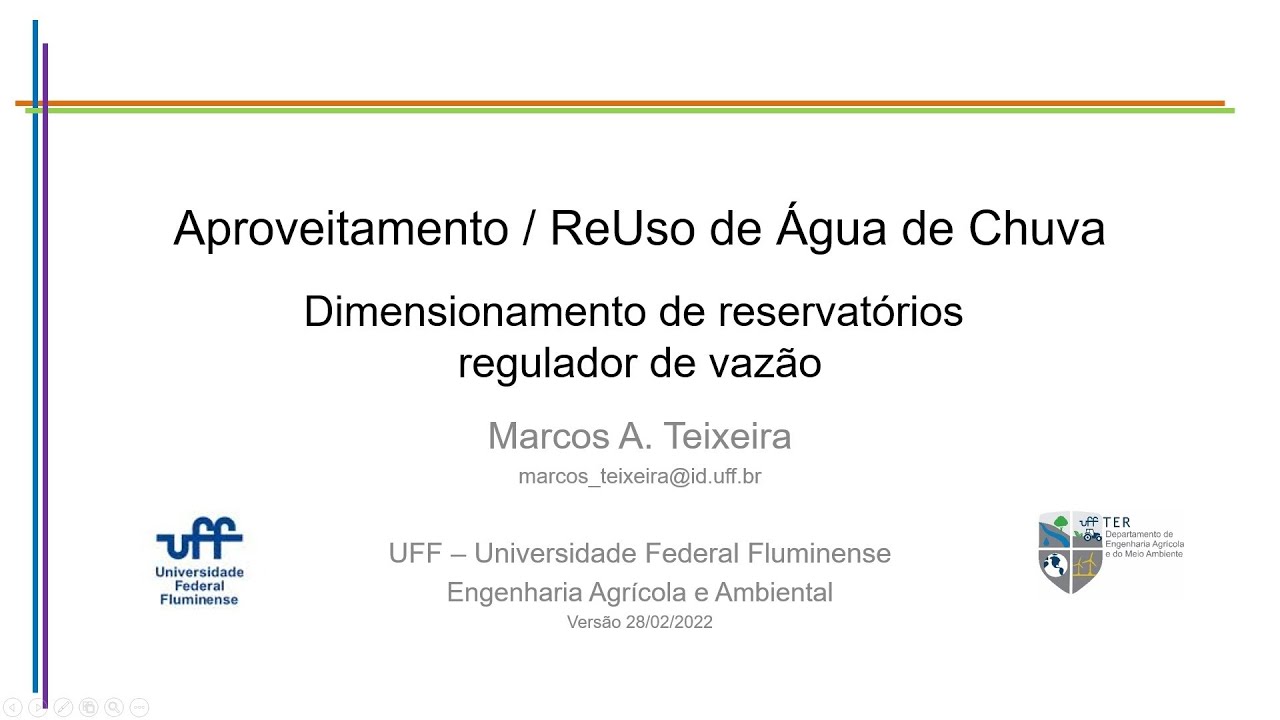 Aproveitamento / ReUso de Água de Chuva e Dimensionamento de reservatórios  Regulador de vazão