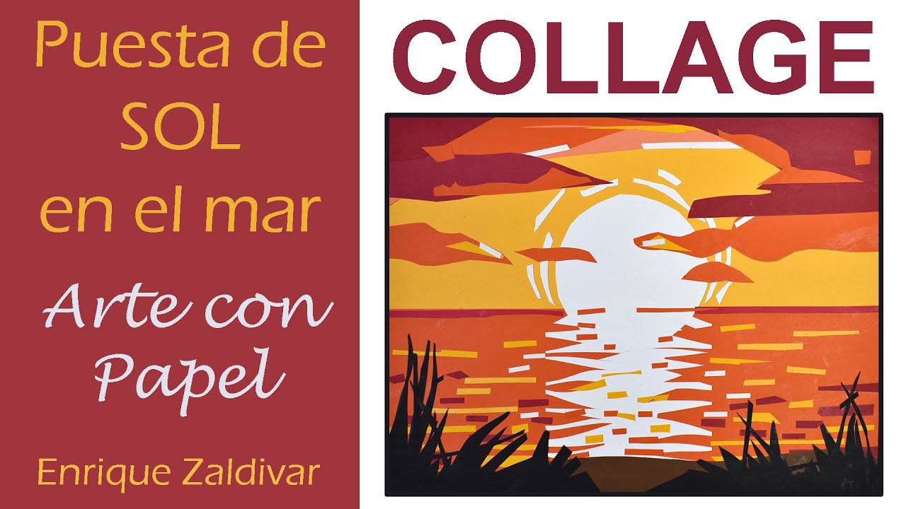 Como hacer un Collage: Puesta de sol en el mar | Atardecer | Arte con papel | Paisaje