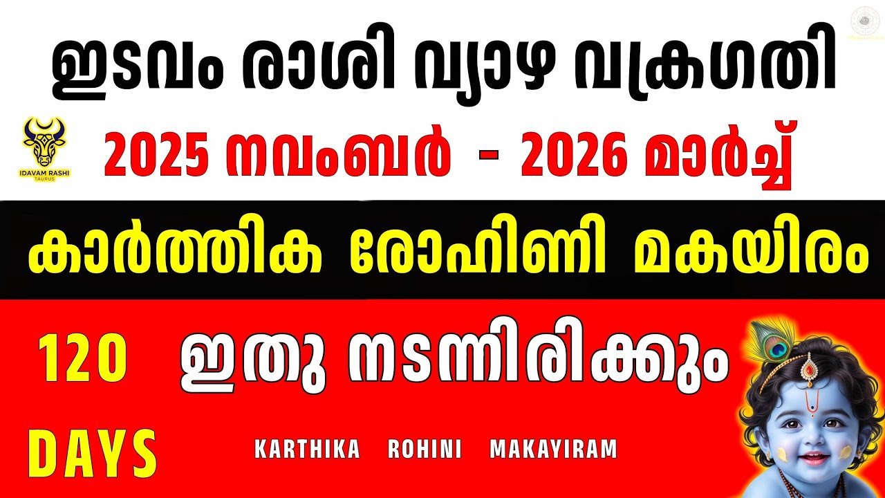 ഇടവം രാശി 2025 Nov – 2026 March | Taurus Karthika Rohini Makayiram | Career Finance Family Astrology