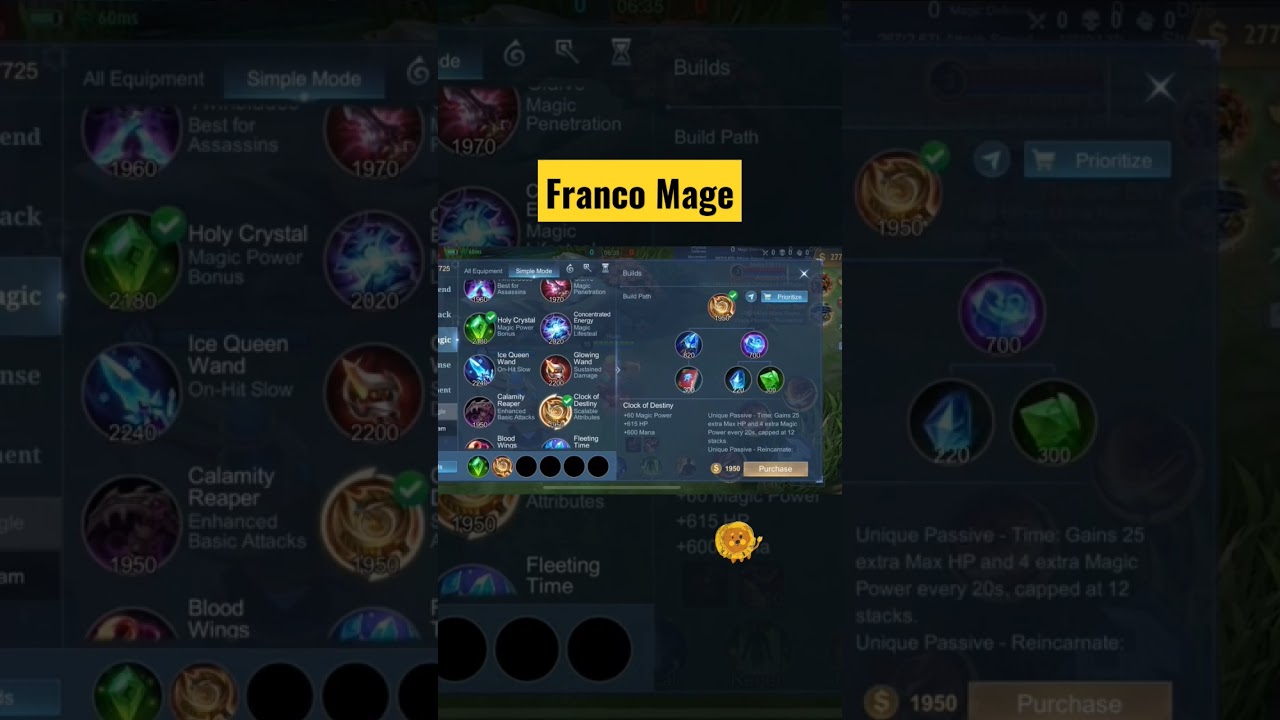 Gameplay Franco Mage #shorts #mlbb #shortml #mlbbshorts #franco