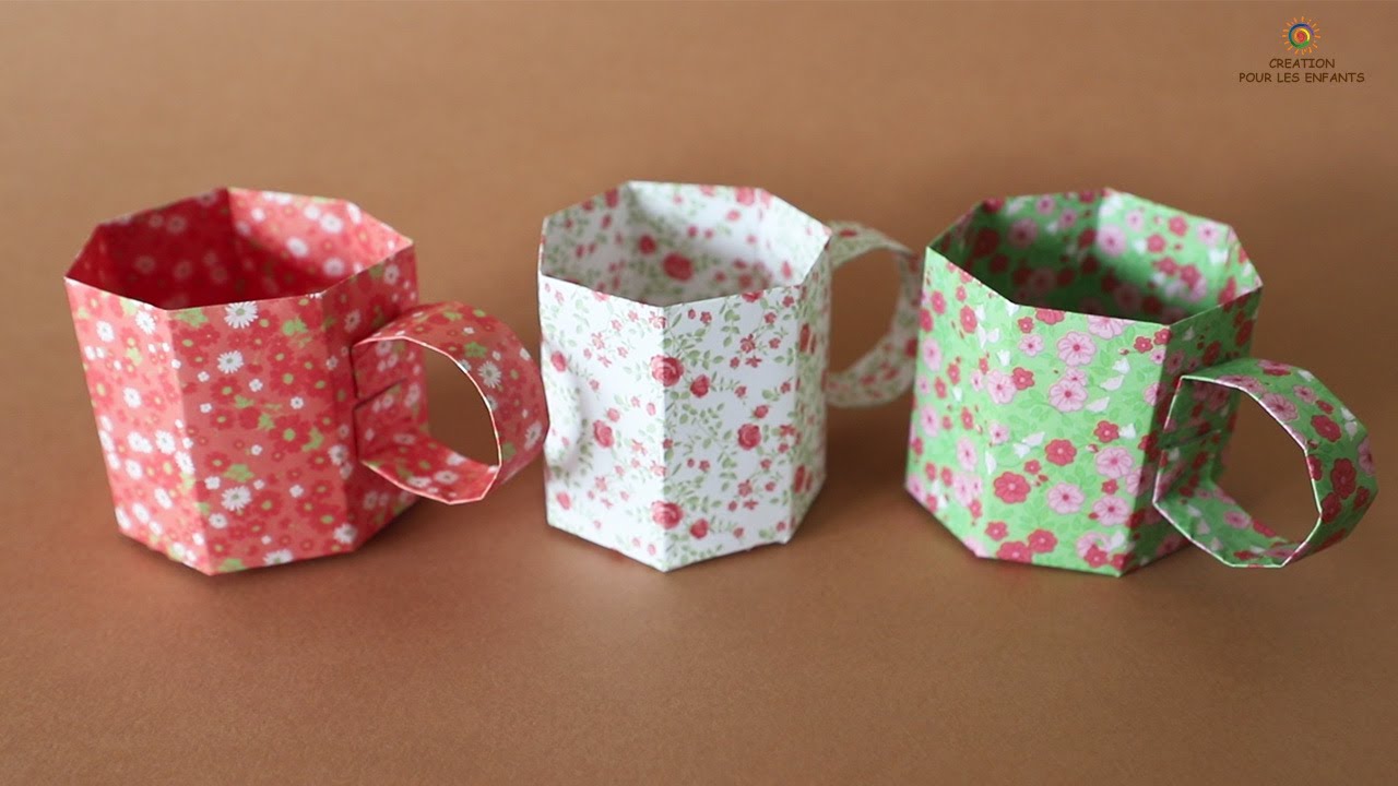 TASSE en origami. Tuto origami une TASSE en papier. Diy origami paper Mug. The origami Cup.
