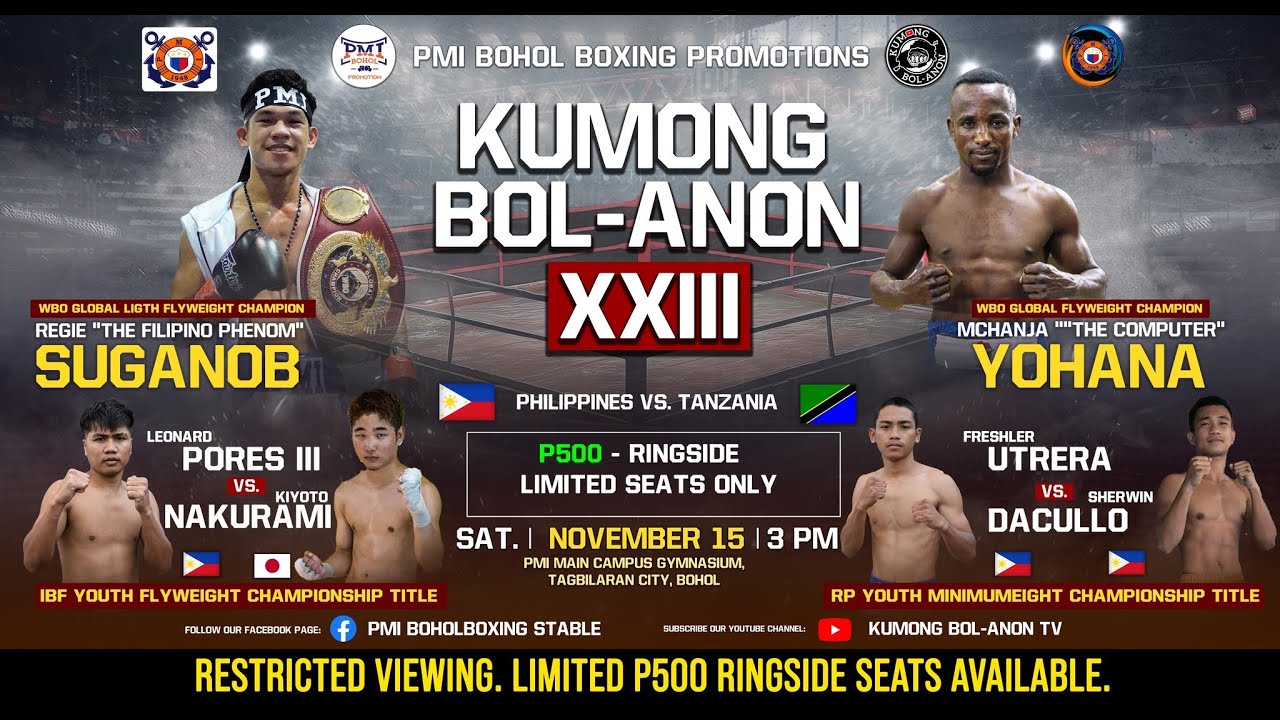 LIVE: Kumong Bol-anon XXIII (Regie Suganob Vs. Mchanja Yohana)