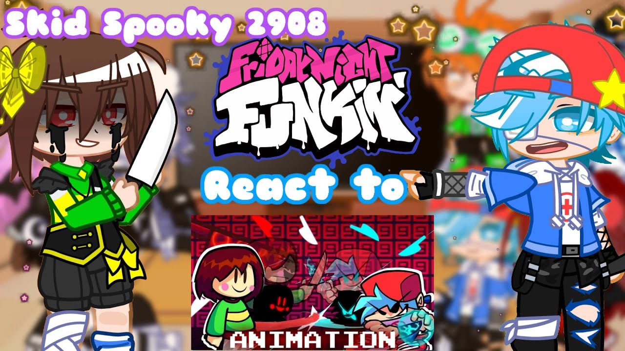 ||GC||FNF||react to||Chara vs BF Knife Fight animation||lazy._.