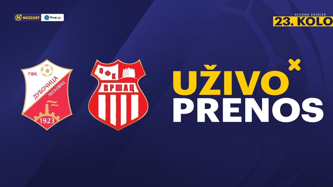 GFK Dubočica - OFK Vr&scaron;ac Mozzart Bet Prva liga Srbije 2025/26 23. Kolo