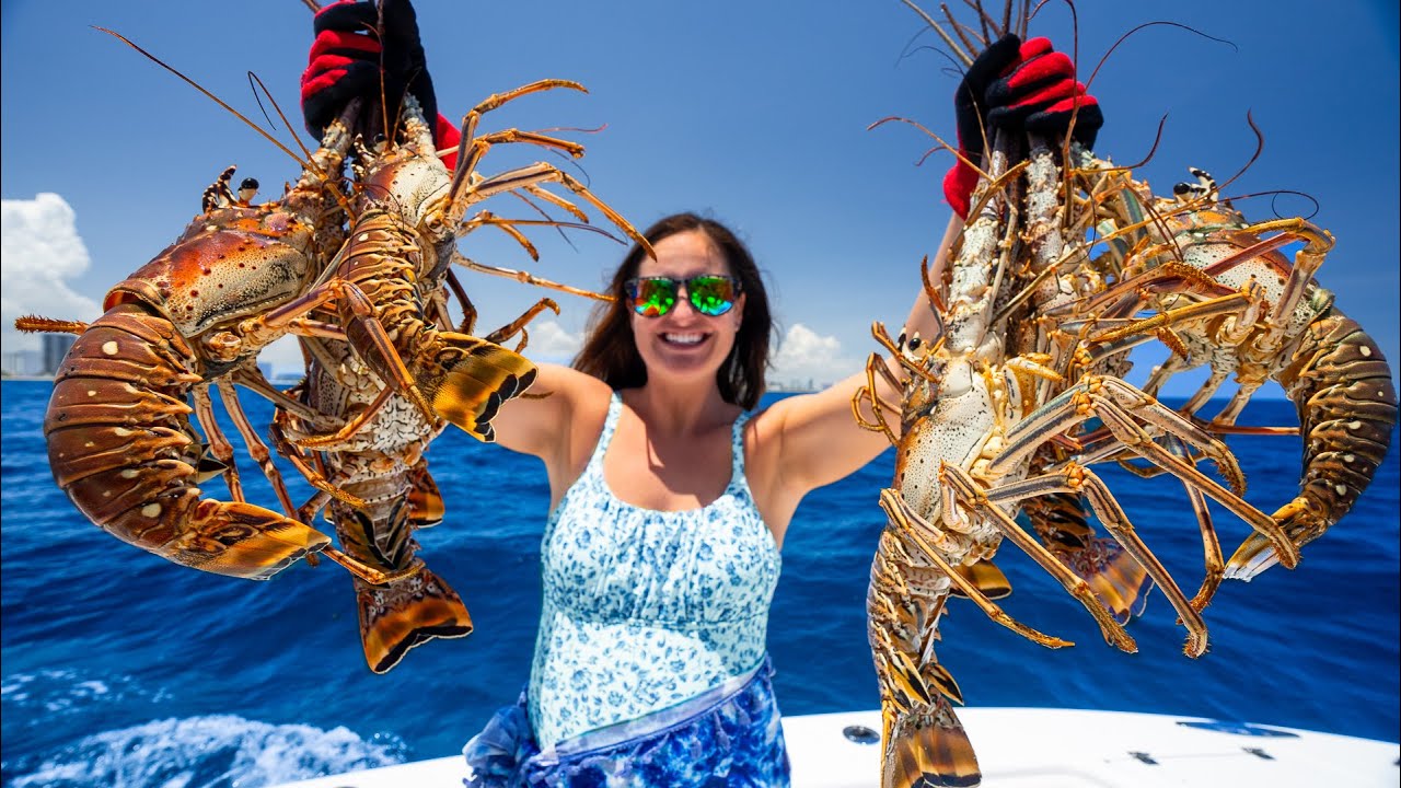 Catching BIG SPINY LOBSTER! South Florida FREE-DIVING. Catch, Clean, Cook!
