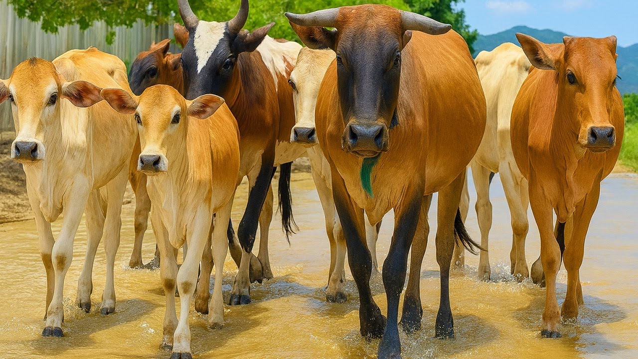 Puluhan sapi yang sedang beraktivitas di ladang rumput luas, Suara Sapi Moo, Sapi Lucu makan rumput