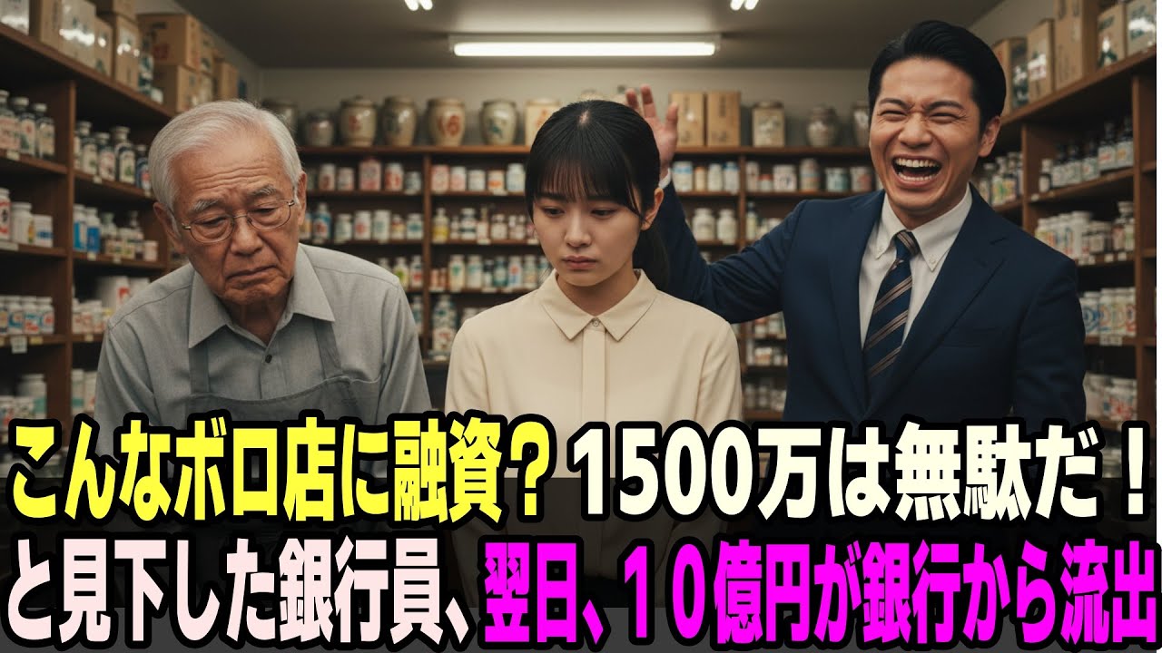 「預金を移す？どうぞどうぞどうぞ？笑」おじいさんの店を見下し１５００万の融資を断る銀行員…翌朝、10億が銀行から流出？