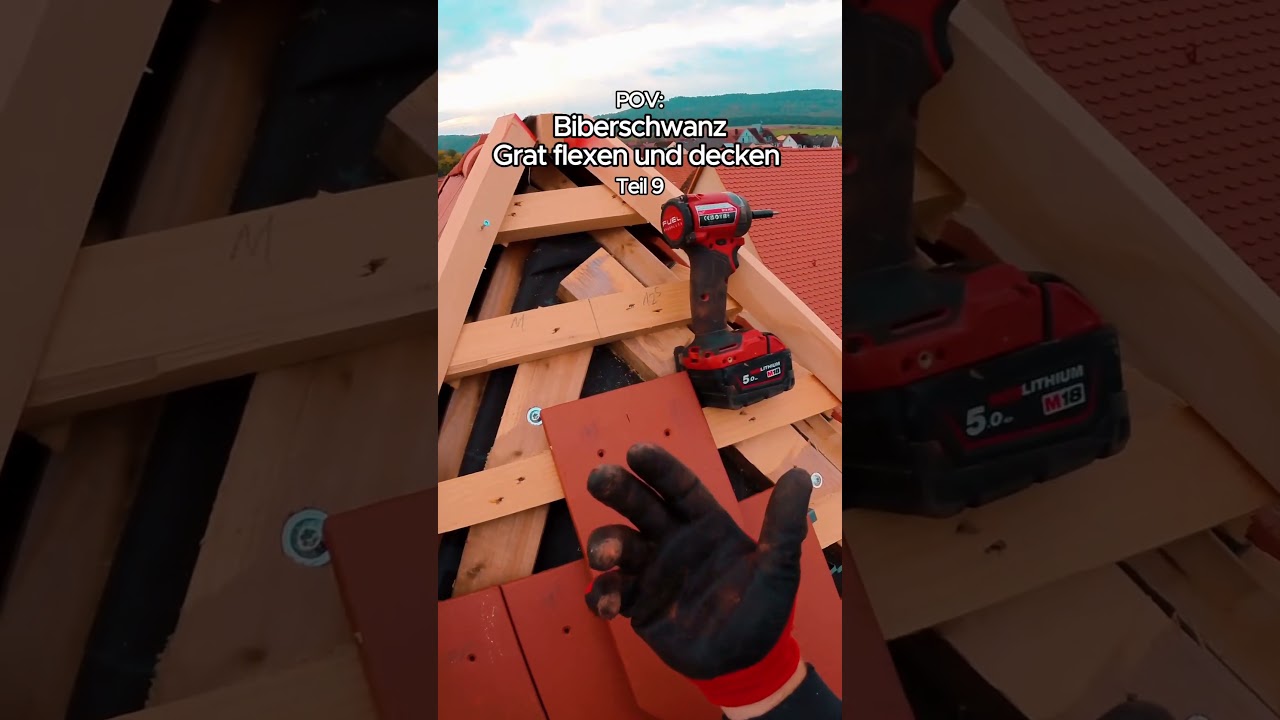 Biberschwanz Dachziegel Grat flexen und decken ASMR 9💪🏼⚒️  #Handwerk #zimmermann #Baustelle #dach