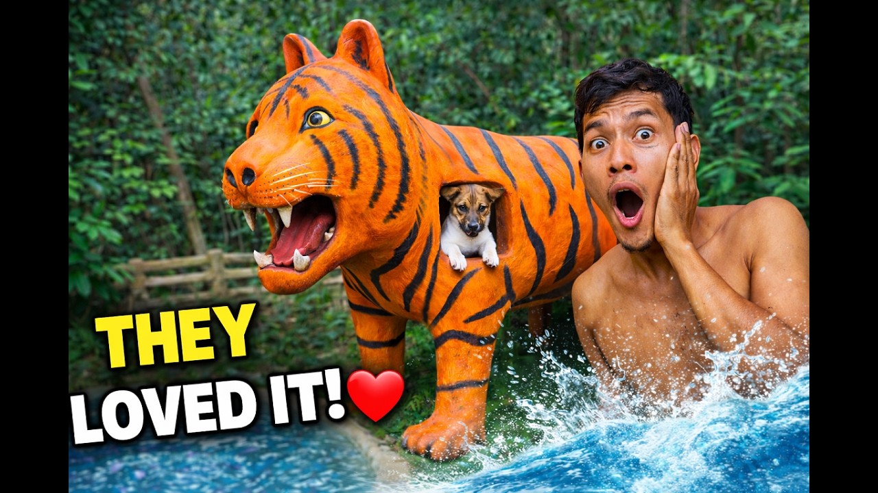 Puppies Living Inside a Giant Tiger?! 🐯🏠 Jungle Build