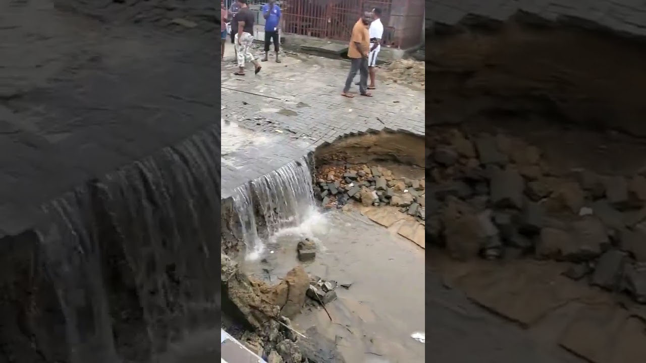 Flood Destroys Road in Awoyaya, Lagos Nigeria