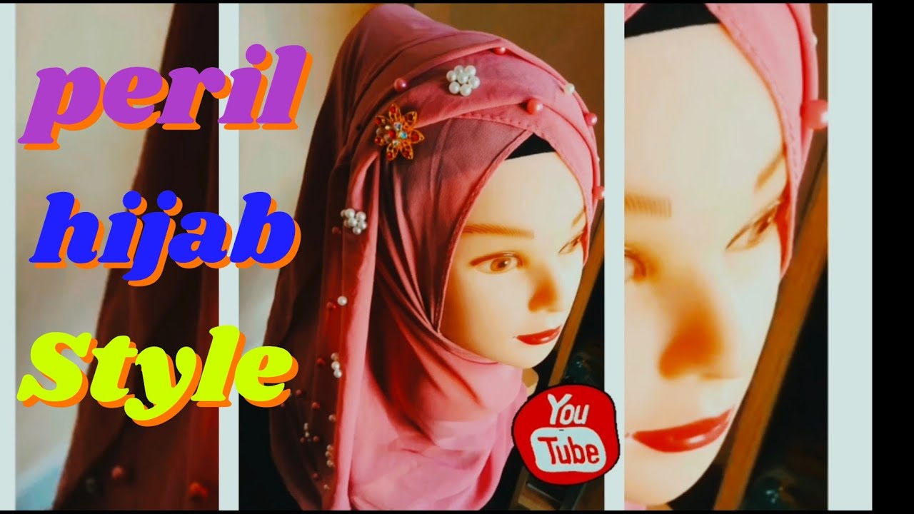 My youtube first hijab video | Easy hijab styles | one side pearl bordered hijab tutorial