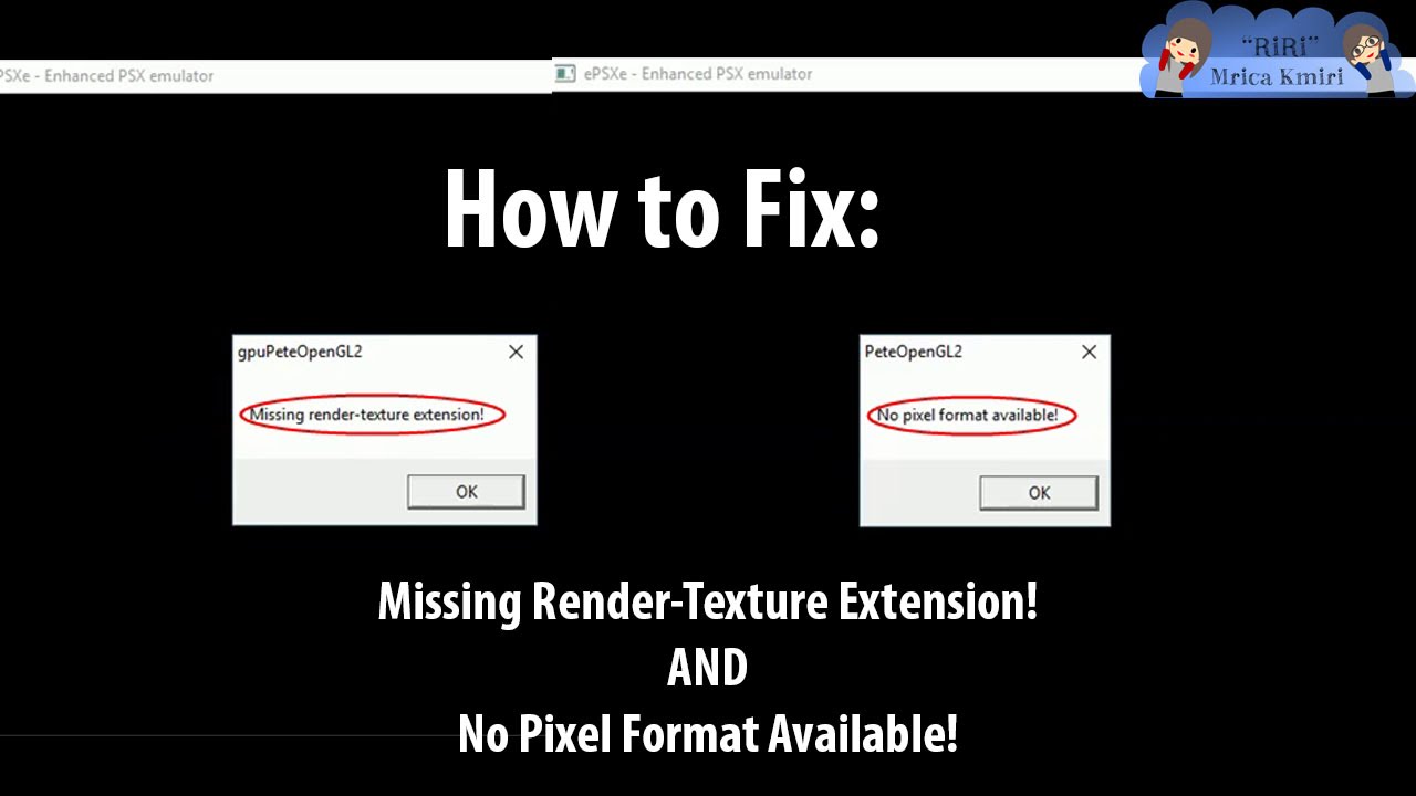 How to Fix The Missing Render Texture Extension! and No Pixel Format Available! on ePSXe 2 0 0