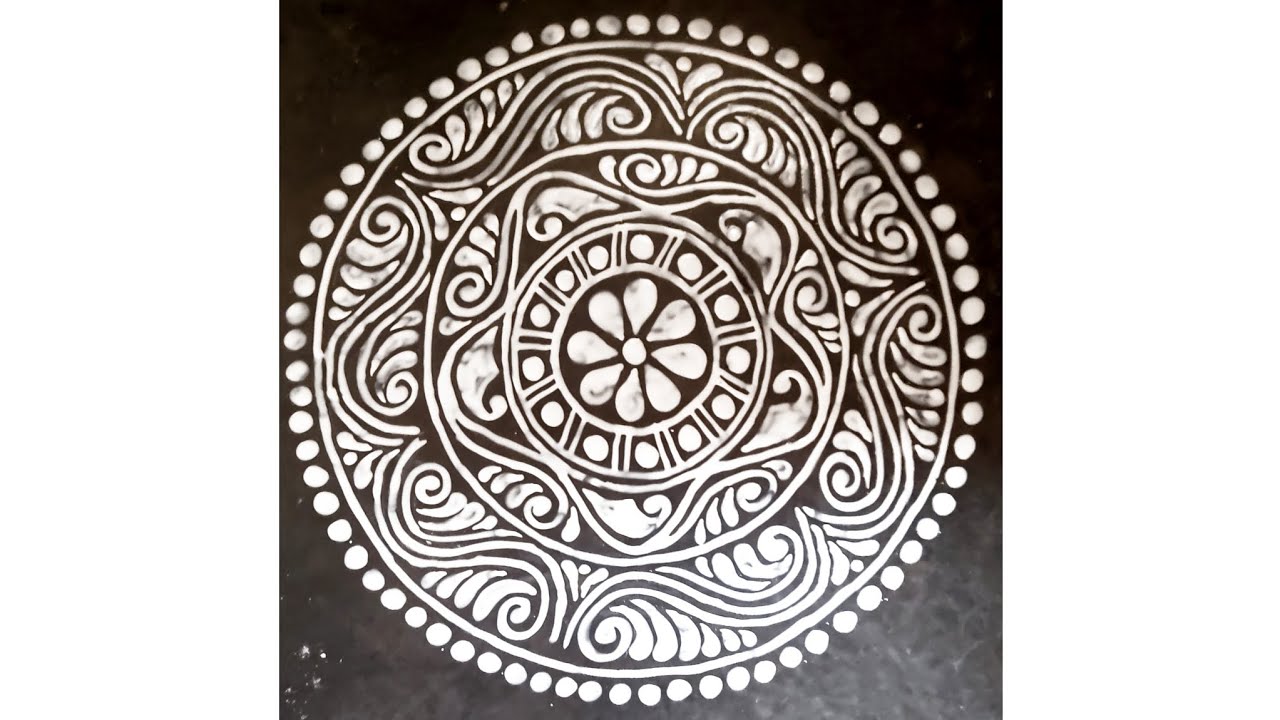 Big round alpona designe for makar sankranti /Traditional alpona design /Bengali style alpona design