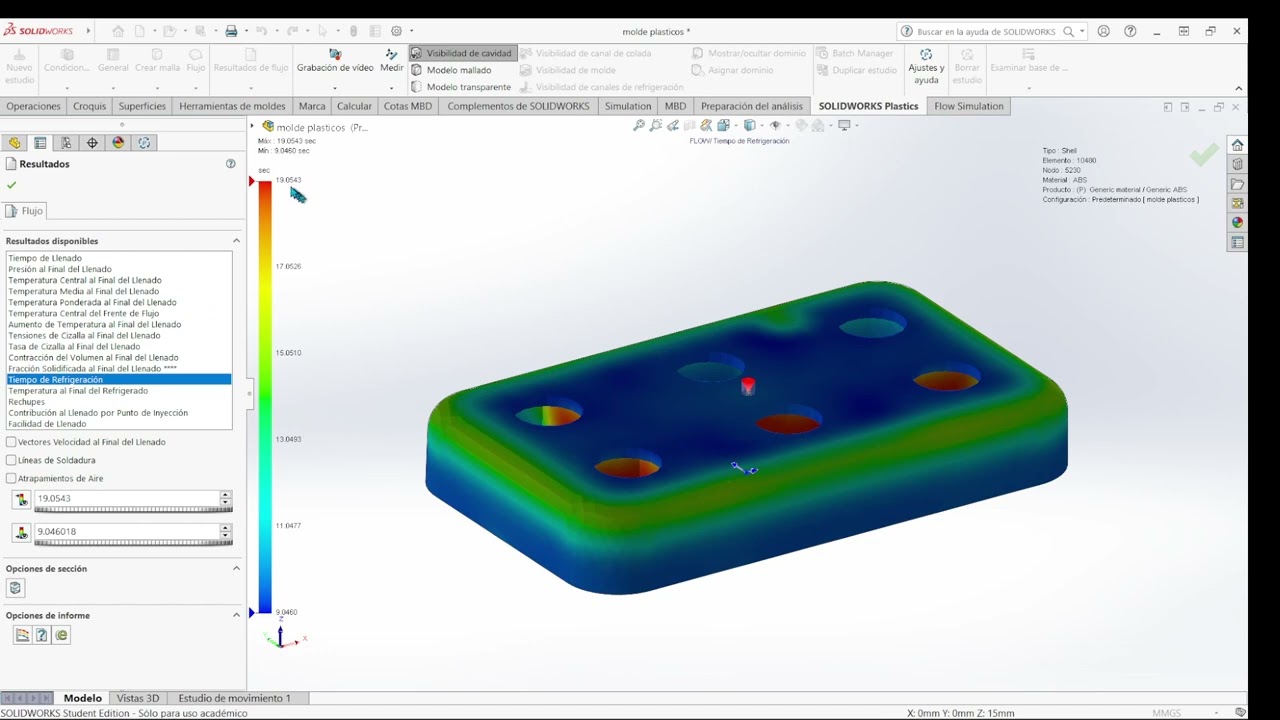 Simulación de inyección de plástico en SolidWorks