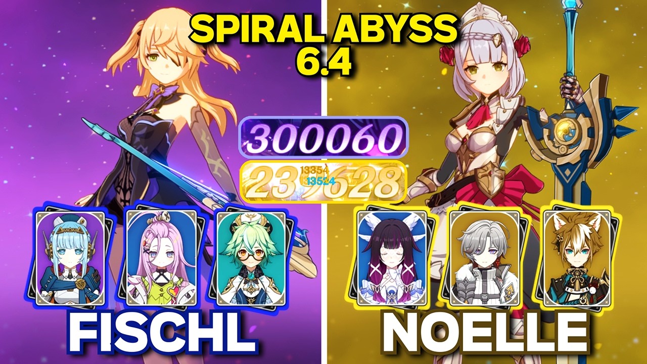 C6 Fischl Lunar Charged & C6 Noelle Lunar Crystallize | Spiral Abyss 6.4 + GIVEAWAY | Genshin Impact