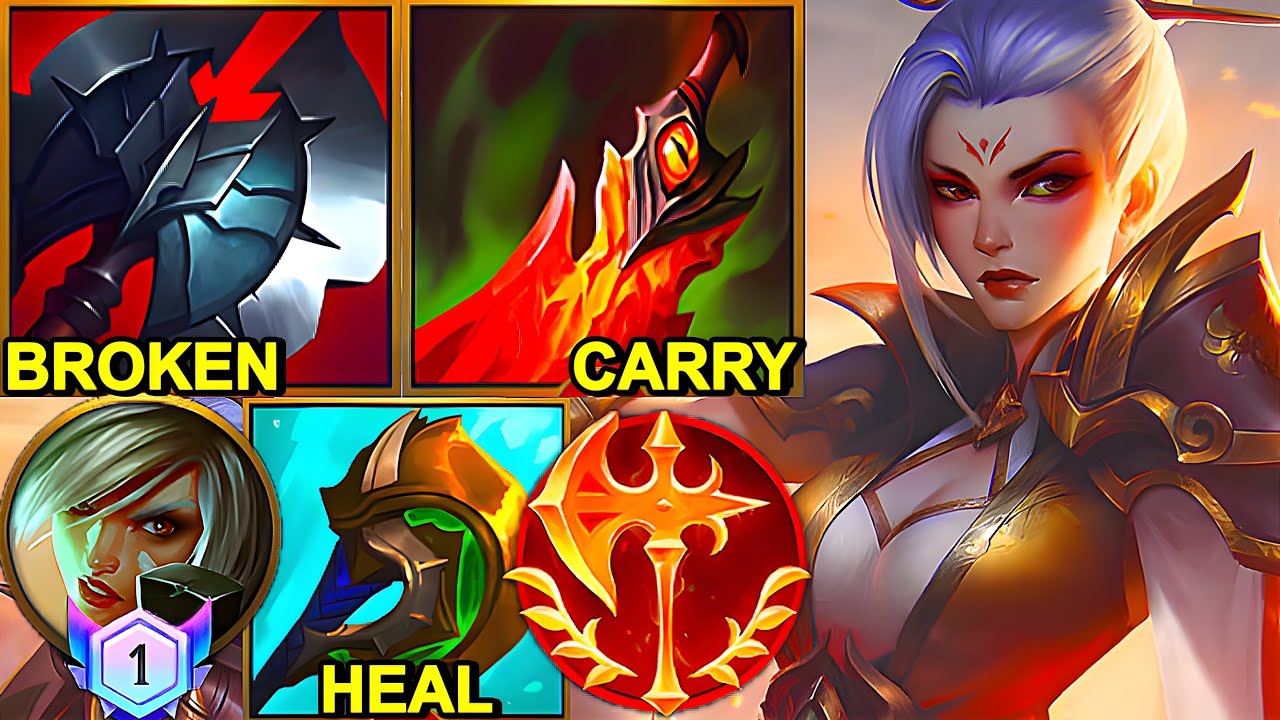 Wild Rift China Top1 Riven - Death's Dance MAX HEAL RIVEN BUILD RUNES - Sovereign Rank Gameplay