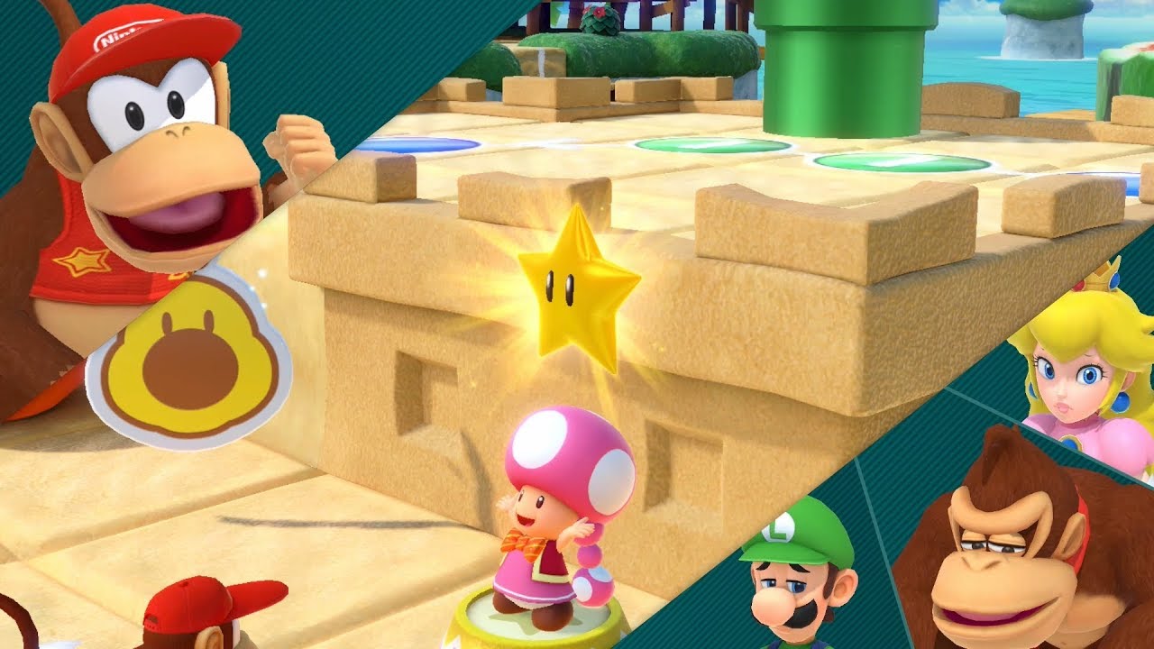 Super Mario Party #5 Megafruit Paradise Peach vs Diddy Kong vs Donkey Kong vs Luigi