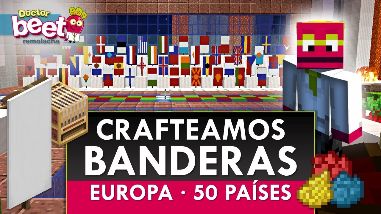 LAS 50 BANDERAS DE EUROPA CRAFTEADAS en BANNER MINECRAFT Paises y Capitales del mundo