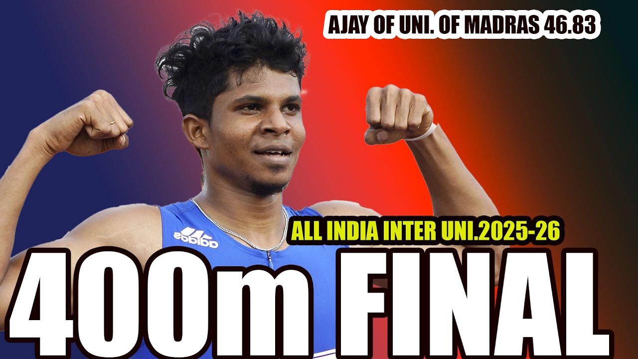 Ajay of University of Madras wins 400m at the All India Uni,.2025-26