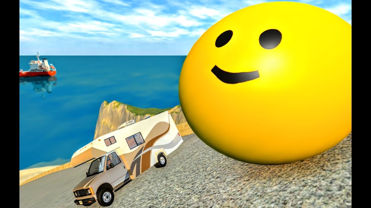 Crushing Cars with Giant Balls - BeamNG Drive