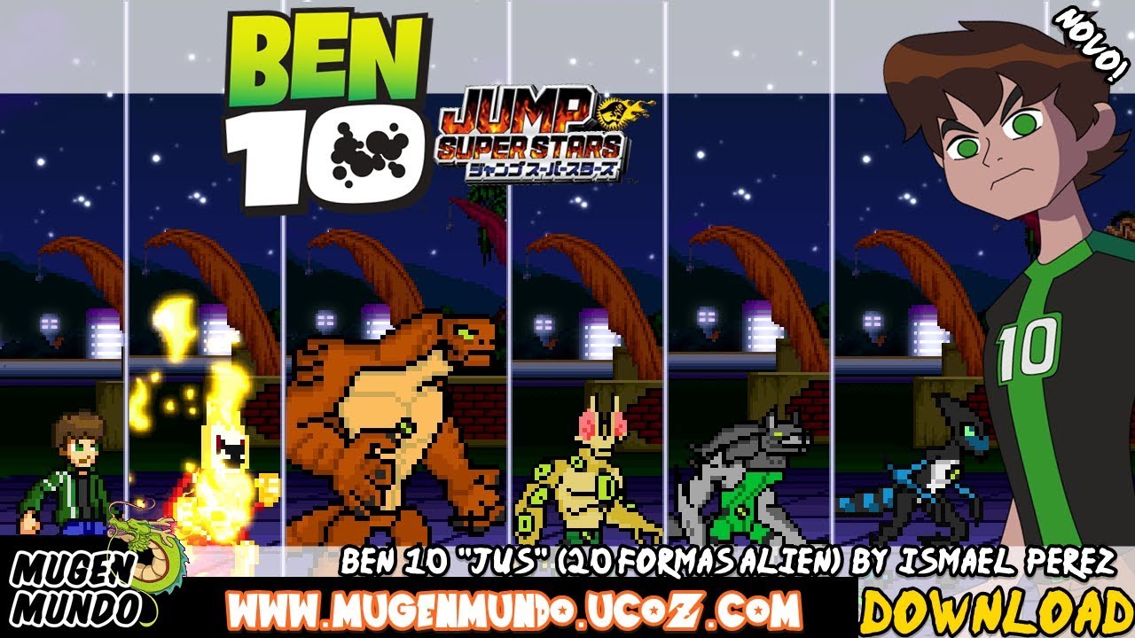 INCRÍVEL! BEN 10 JUS (CHAR COM 20 TRANFORMAÇÕES EM ALIEN) - (DOWNLOAD) #MugenAndroid #MugenAndroid