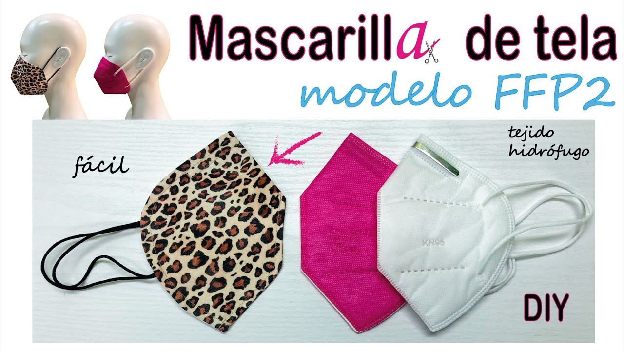 DIY. Mascarilla de tela reutilizable modelo FFP2.Tejido hidrófugo. PATRÓN descargable. Paso a paso