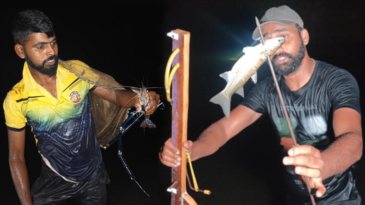 स्पेअरगन घेऊन गेलो मासे पकडायला नदीमध्ये , रात्रीचे पकडले खेकडे | Traditional fishing @TejaGurav 