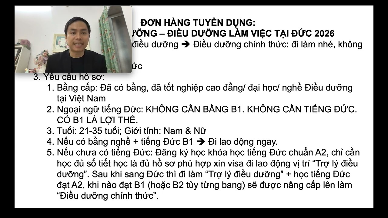 Xuất khẩu lao động điều dưỡng, trợ lý điều dưỡng tại Đức (2026)