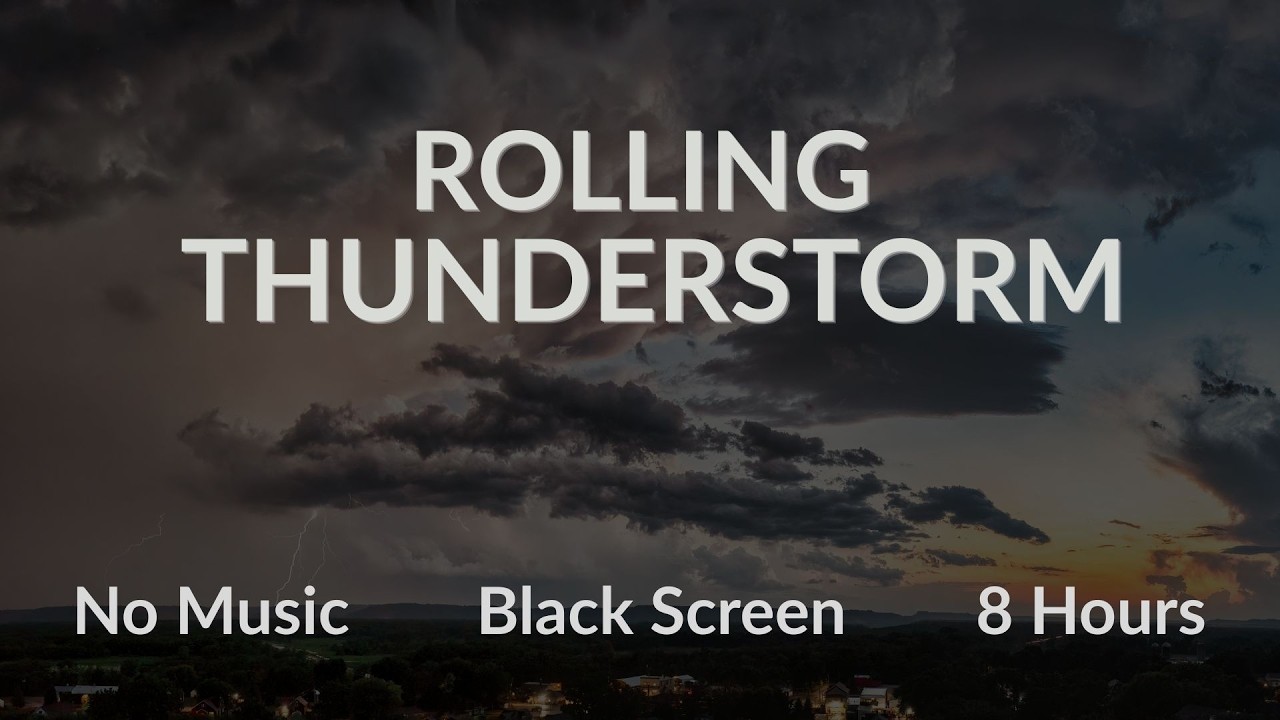 Rolling Thunderstorm Rain | Black Screen | 8 Hours | No Music