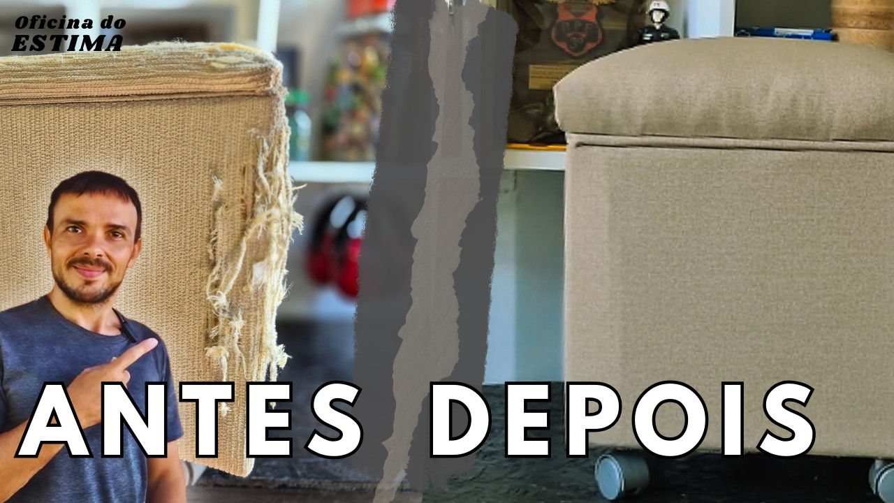 Como Reformar Puff Estofado | Troca de Espuma D33 + Tecido Aquablock Pet Friendly Passo a Passo