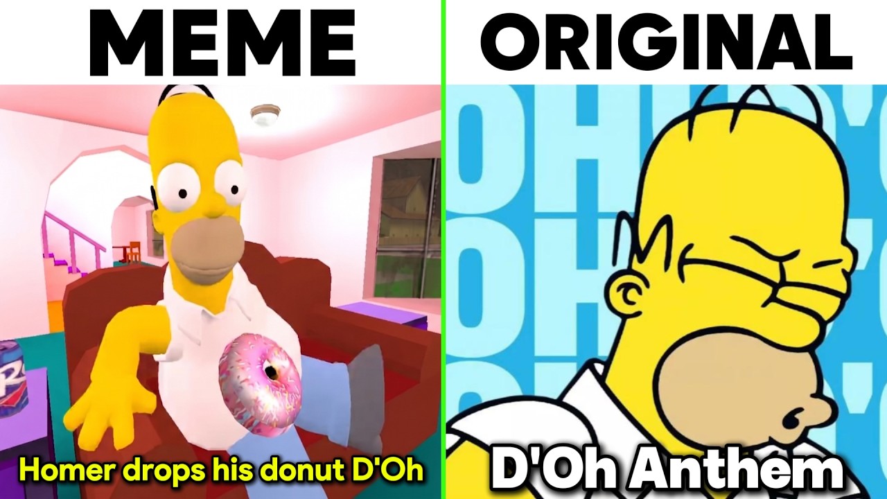 Homer Drops His Donut D'Oh Meme vs Original